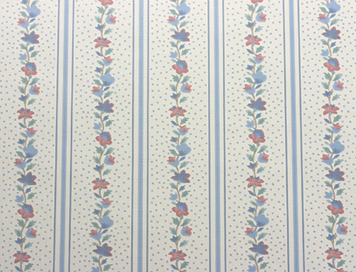 Wallpaper 3pc: Blue Floral Stripe